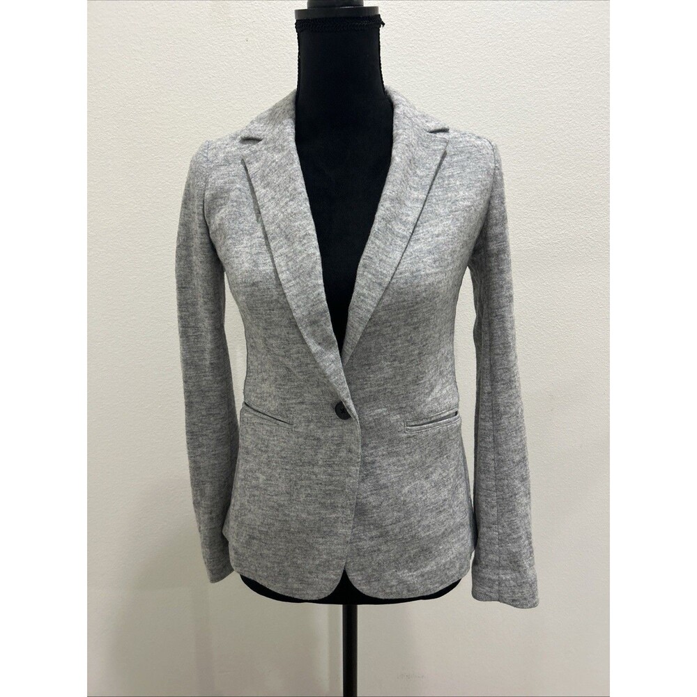 Banana Republic Classic Blazer Womens Sz 0 Gray Single Button Wool Blend Career